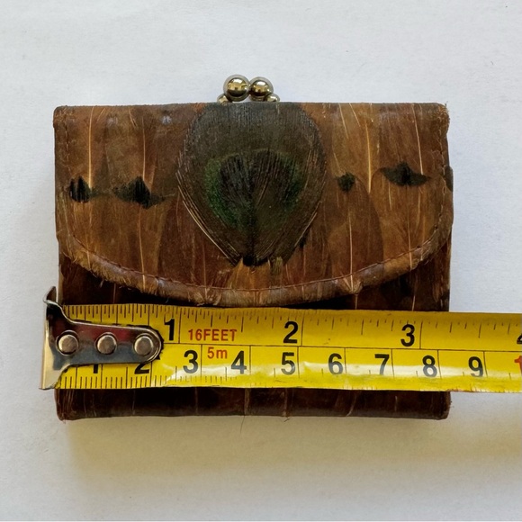 [SOLD] Vintage 70’s/80’s Genuine Peacock Feather & Leather Wallet / Coinpurse - Picture 11 of 13